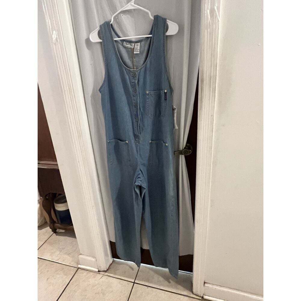 True Blue Vintage Wide Leg Denim Jumpsuit Sz M NWT Boho Lagenlook Layering